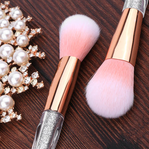 Pink Glittered 7 PC Makeup Brush Set