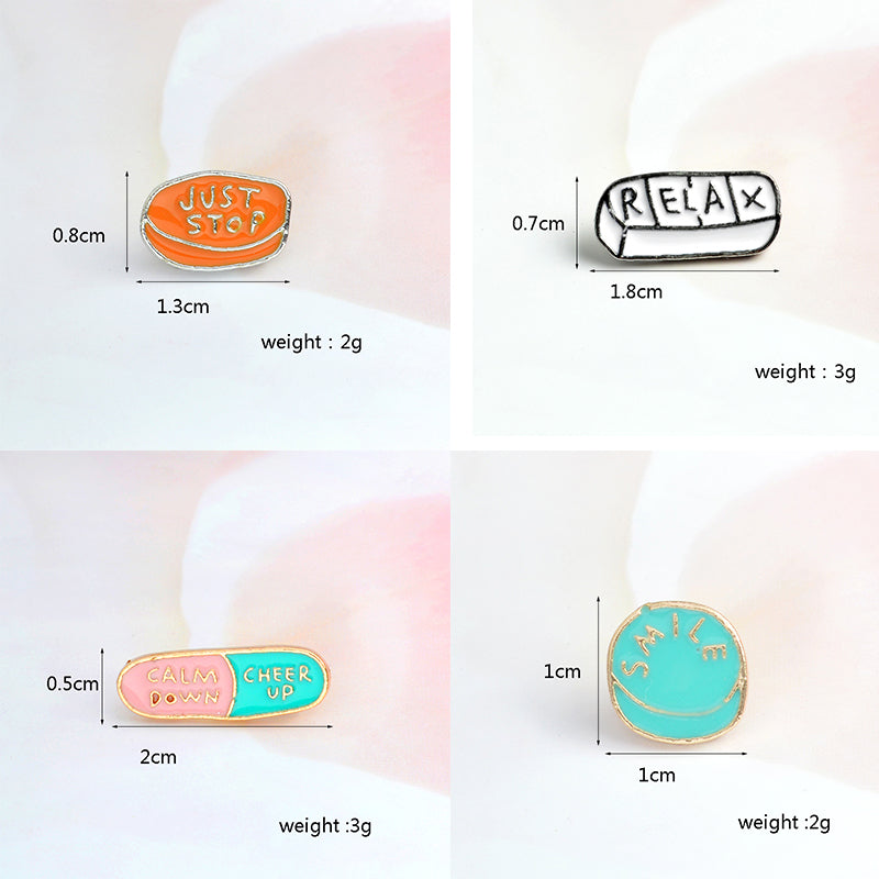 Cheer Up Smile Relax Fun Humor Get Well Brooch Pin Set