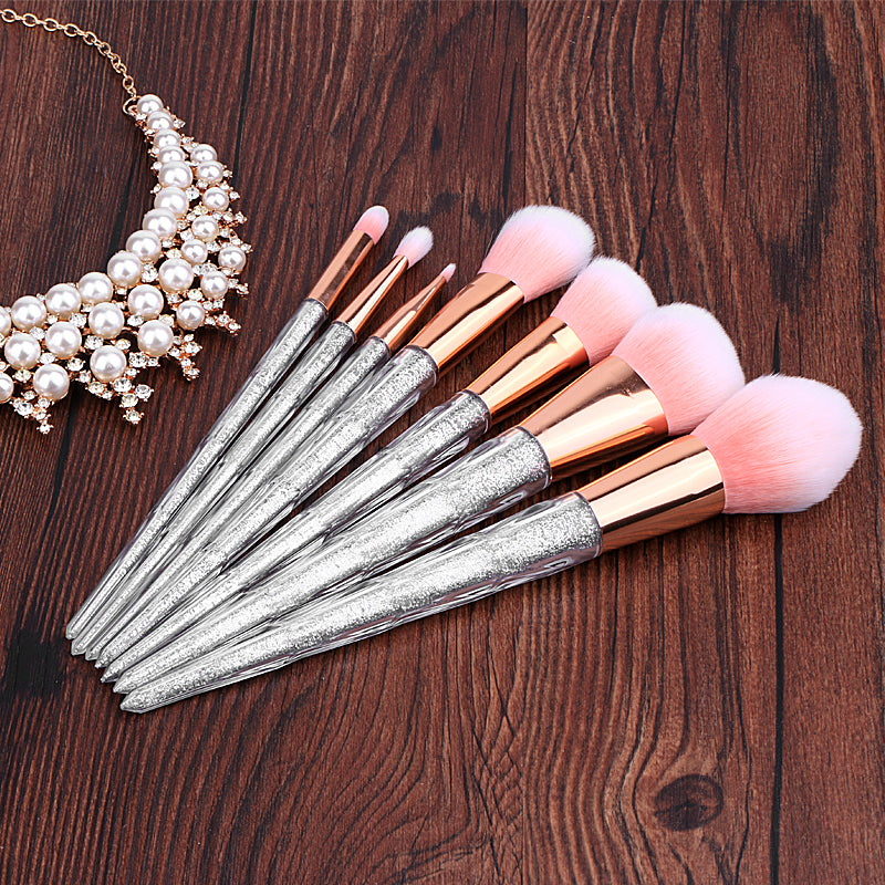 Pink Glittered 7 PC Makeup Brush Set