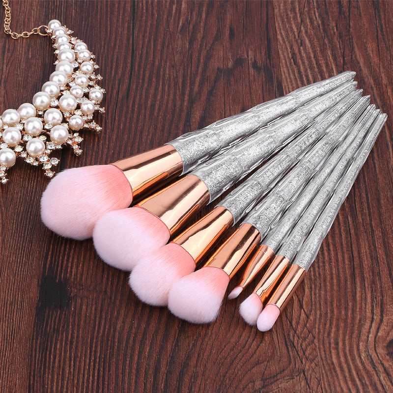 Pink Glittered 7 PC Makeup Brush Set