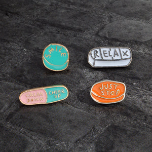 Cheer Up Smile Relax Fun Humor Get Well Brooch Pin Set